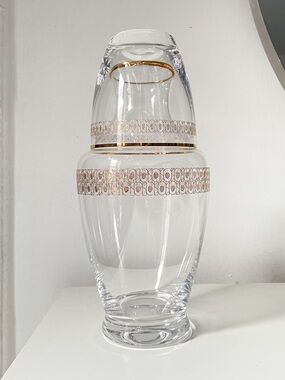 Vintage Bohemia Czech Republic Crystal “Tumble Up” Carafe and Tumbler Set